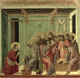 Maestà: Kristus vasker disiplenes føtter, 1308-11